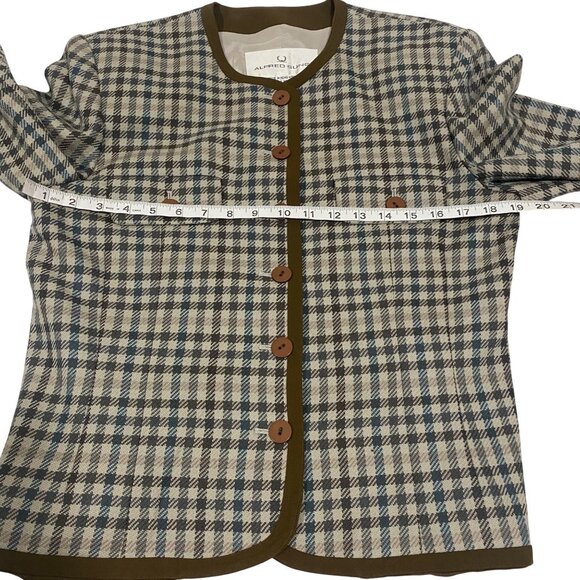 Alfred Sung 100% Wool Plaid Checkered Vintage Blazer Size 8 - Picture 7 of 9